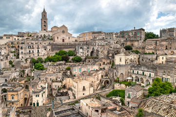 Fototapeta premium View of the Matera old city, panorama of Matera