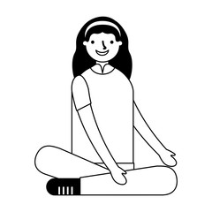 smiling girl sitting crossed legs