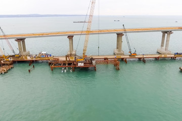 Construction of the bridge. Engineering facilities for the const