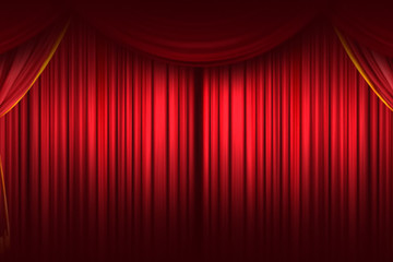 Red curtain. Stage Curtain. High quality computer animation. Clo