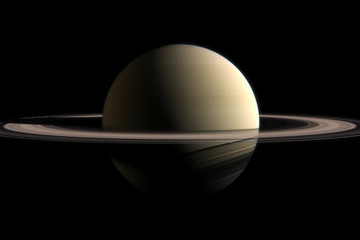 The planet of Saturn. Rings of the planet Saturn. Computer graph