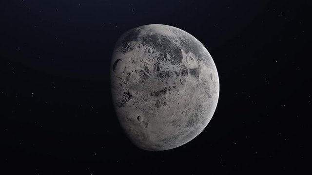 Ceres dwarf planet rotating in its own orbit in the outer space. 4K
