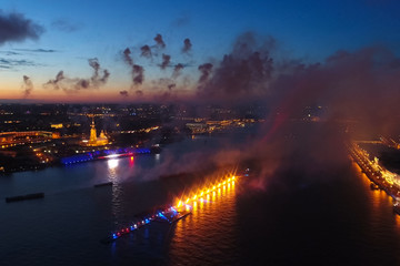 Salute Scarlet Sails. The festive salute is grandiose. Fireworks