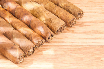 tobacco on wooden background