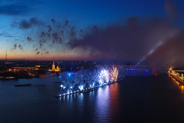 Salute Scarlet Sails. The festive salute is grandiose. Fireworks