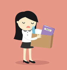 Business concept, businesswoman was unemployed. Vector illustration.