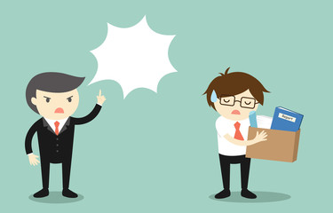 Business concept, businessman is unemployed. Vector illustration.