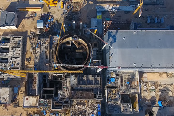 Aerial survey of a nuclear power plant under construction. Insta