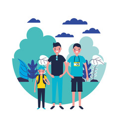 travelers in the natural scene