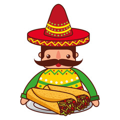 mexican man with hat and food