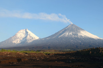 The Kamchatka volcano. Klyuchevskaya hill. The nature of Kamchat