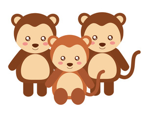 cute family monkeys animals cartoon