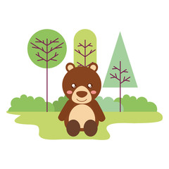 Naklejka premium cute bear sitting in the outdoors