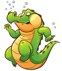 Naklejka premium Ilustracja wektorowa Cartoon krokodyla