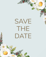 Save the date wedding invitation mockup card vector