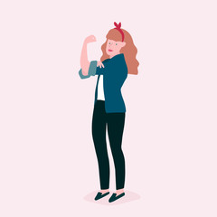 Strong woman full body vector