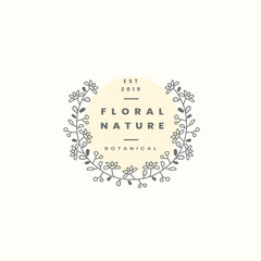 Floral nature badge design vector