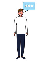 man standing with speech bubble