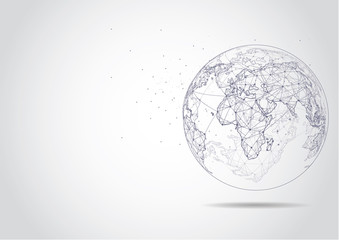 Global network connection. World map point and line composition concept of global business. Vector Illustration