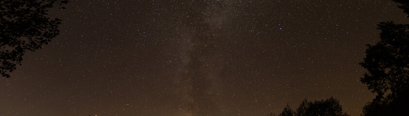 Starry sky, night, lake, autumn