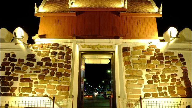 Timelapse of Chumpol gate, one of landmark in Nakornratchasima, located behind Thao Suranaree monument