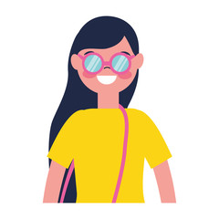 traveler woman tourist on white background