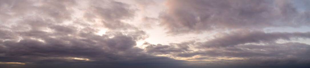 Panoramic photo of clouds at sunset