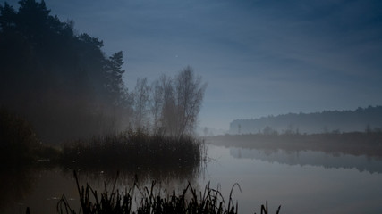 Fototapeta premium Lake fog night