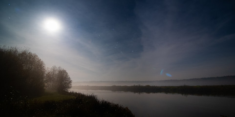Fototapeta na wymiar Moon on the lake, night