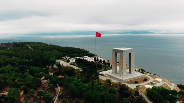 The &Ccedil;anakkale Martyrs' Memorial is a war memorial commemorating the service of about 253,000 Turkish soldiers who participated at the Battle of Gallipoli.
