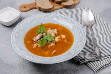 Traditional tomato fish soup