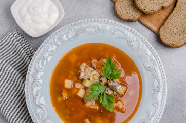 Traditional tomato fish soup