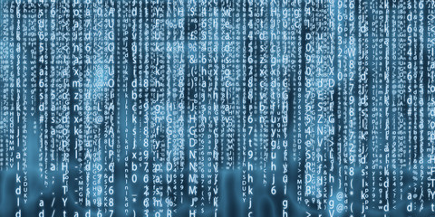 Computer matrix background art design. Digits on screen. Abstract concept graphic data, technology, decryption, algorithm,