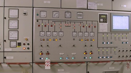 mid still shot of engine monitoring  instruments, panel, different pressure gauges, notification indicators, engine status, labels, led light , red, green, yellow , orange, pink, light-green colour - Powered by Adobe