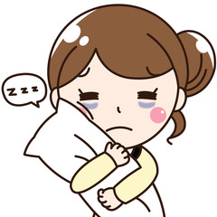 女性会社員OL-寝不足、睡眠不足、眠い