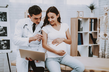 Pregnant Girl at the Gynecologist Doctor