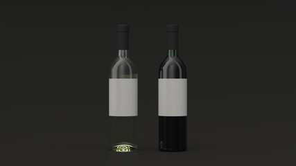 Mockup for two bottles of red and white wine