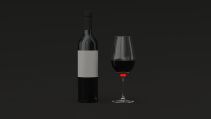 Bottle of red wine and a glass