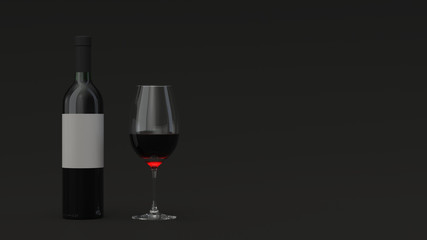 Bottle of red wine and a glass