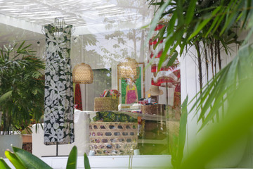 
Interior of a tropical style clothing store