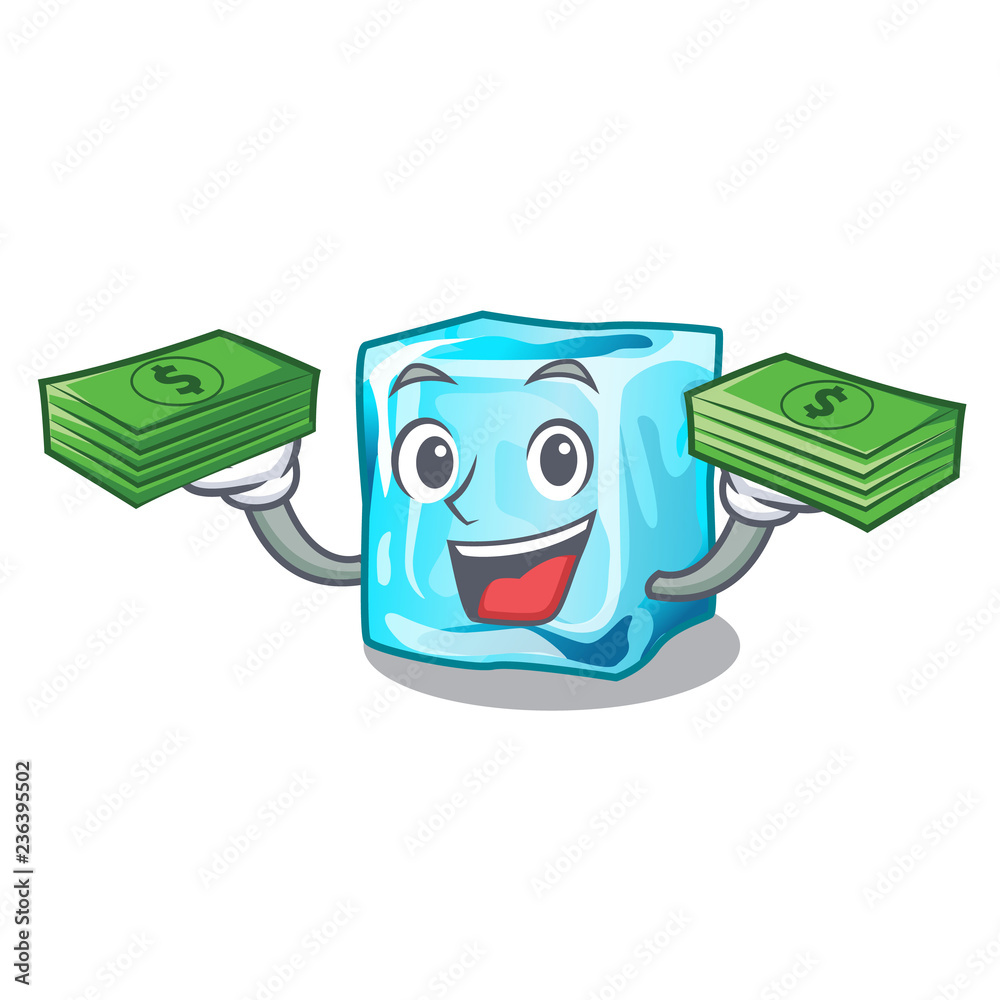 Sticker With money Ice cubes set on wiht character