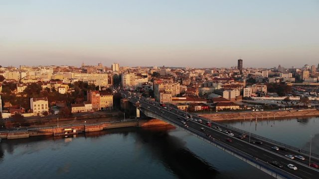 Belgrade dawn at the Danube river