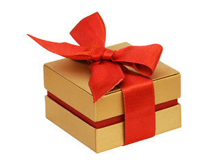 Gift box with red ribbon bow