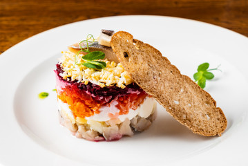 salad with beet and herring