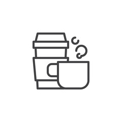 Hot coffee cup outline icon. linear style sign for mobile concept and web design. Take away coffee simple line vector icon. Symbol, logo illustration. Pixel perfect vector graphics