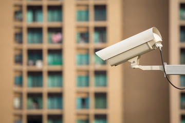 security camera and urban video (cctv) on building