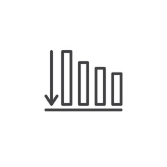 Business graph with arrow down outline icon. linear style sign for mobile concept and web design. Falling graph simple line vector icon. Symbol, logo illustration. Pixel perfect vector graphics