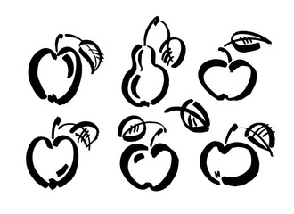 Apple vector sketch icon isolated on background. Hand drawn ink brush illustration. Icon for infographic, website or app