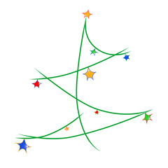 Vector colorful Christmas tree decorate with light stars.