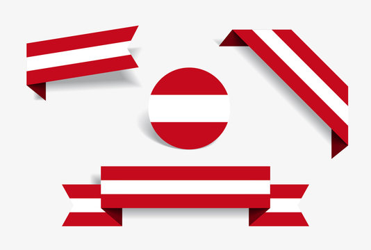 Austrian flag stickers and labels. Vector illustration.